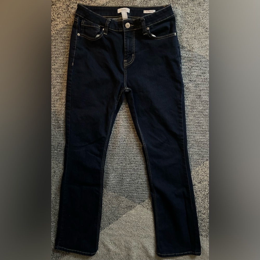 Forever 21 Premium Mid Rise, Dark Blue, Stretch Bootcut Jeans, US Size 29